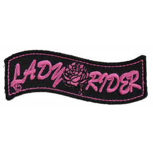 Lady Rider Patch with Rose - 3x1 inch P1328