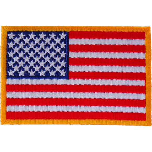 US Flag Patch Small Yellow Border 3 Inch - 3x2 inch P2046