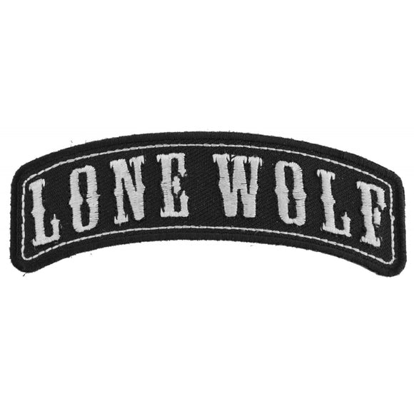 Lone Wolf Rocker Small Biker Patch - 3.75x1.5 inch P2548