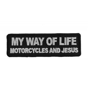 My Way Of Life Motorcycles and Jesus Sew on Biker Patch - 4x1.25 inch P2800