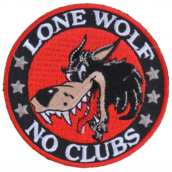 Lone Wolf No Clubs Biker Patch - 3 inch P2949