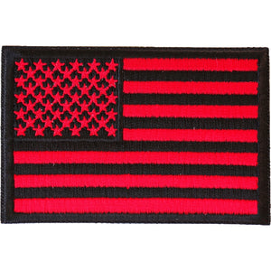 Red Black American Flag Patch - 3x2 inch P3448