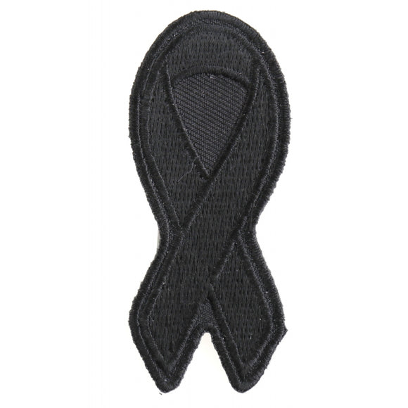 Black Awareness Ribbon Patch For Lost Soldiers - 3x1.25 inch P3773