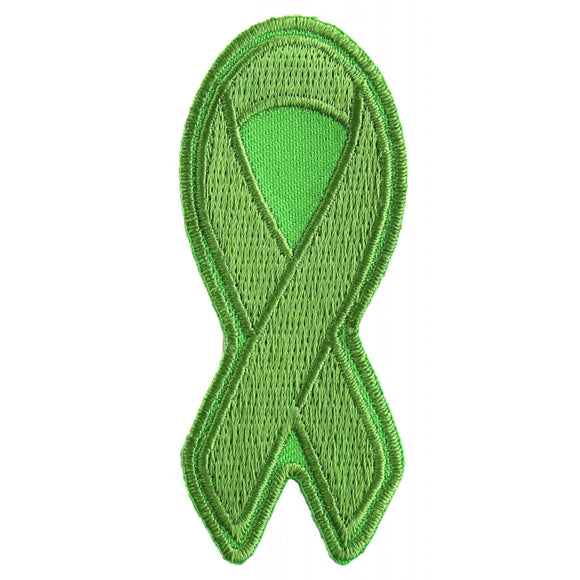 Green Ribbon Patch For Environmental Awareness - 3x1.25 inch P3776