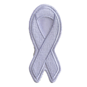 White Lung Cancer Awareness Ribbon Patch - 3x1.25 inch P3778