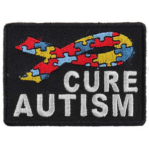 Cure Autism Puzzle Pieces Ribbon Patch - 2.75x2 inch P4313