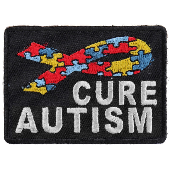 Cure Autism Puzzle Pieces Ribbon Patch - 2.75x2 inch P4313