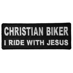 Christian Biker I Ride With Jesus Patch - 4x1.5 inch P4717