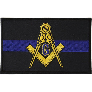 Masonic Thin Blue Line For Law Enforcement Patch - 3.5x2.1 inch P4805