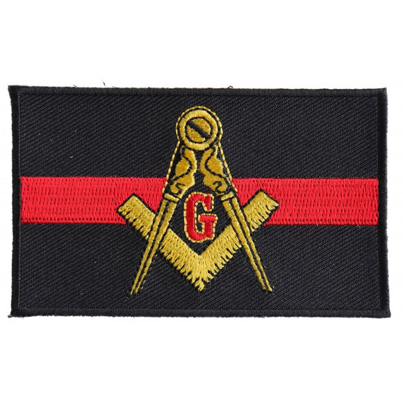 Masonic Thin Red Line For Fire Fighters Patch - 3.5x2.1 inch P4812