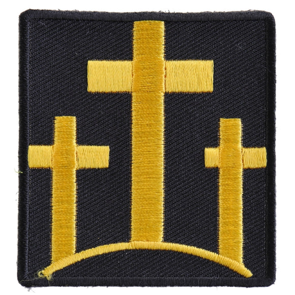 Black and Yellow Three Crosses Patch - 2.25x2.5 inch P4816