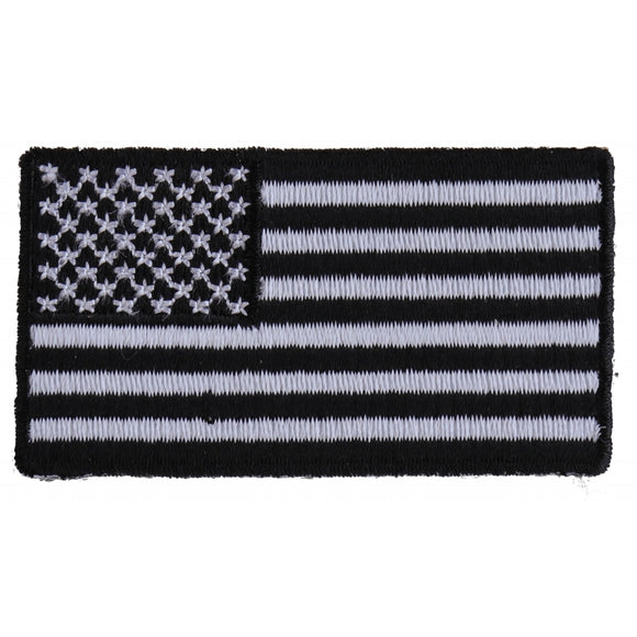 US Flag Patch Black and White 2.5 Inch - 2.5x1.4 inch P4944