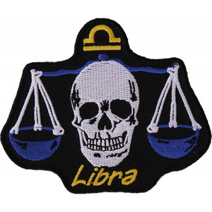 Libra Skull Zodiac Sign Patch - 3.5x2.9 inch P5474