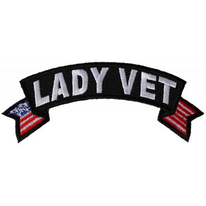 Lady Vet Small Flag Rocker Patch - 4x1.5 inch P6439